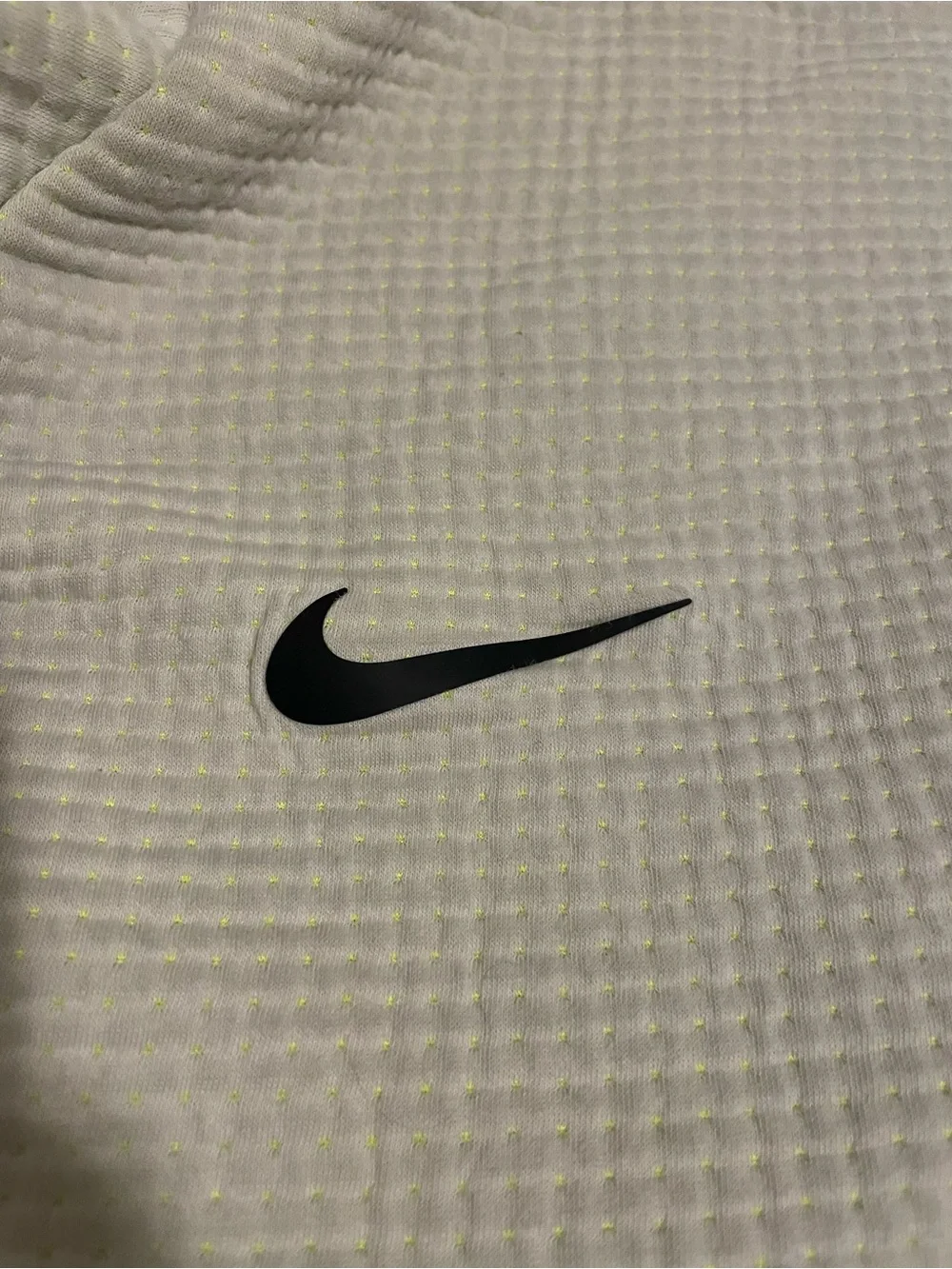 Nike White Quarter-Zip Pullover with Neon Yellow Lining